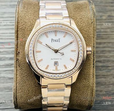 Swiss Replica Piaget POLO Rose Gold Diamond Extra-thin Watch